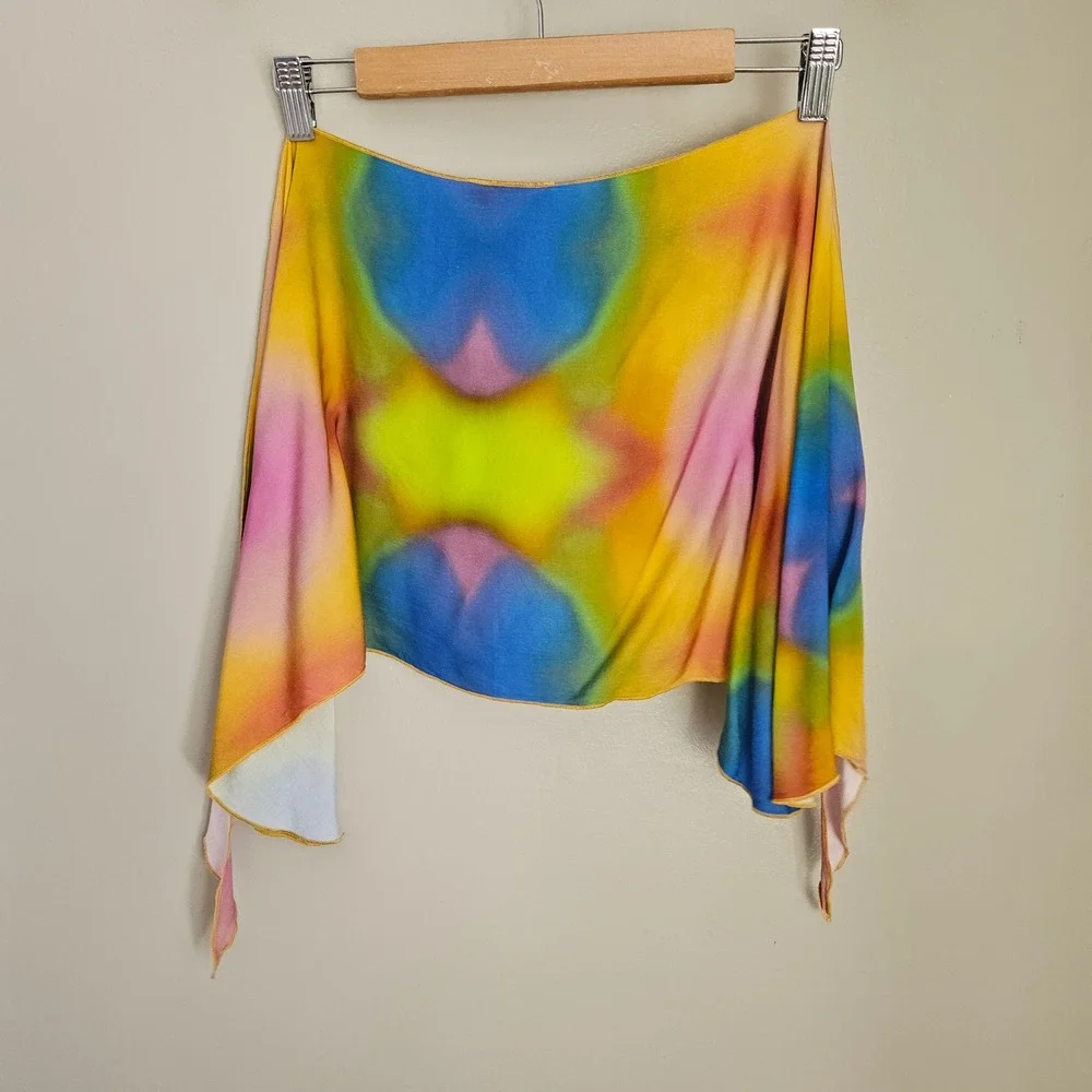 Frankies‎ Bikinis Paraiso Wrap Sarong Sz XS Serotonin Rainbow Tie Dye Cover Up